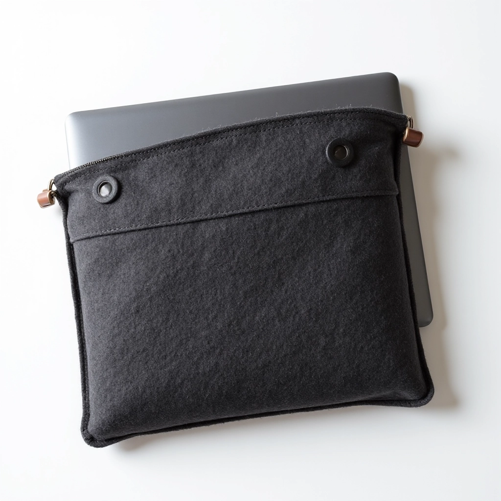 Charcoal wool felt laptop sleeve for 13-inch laptops