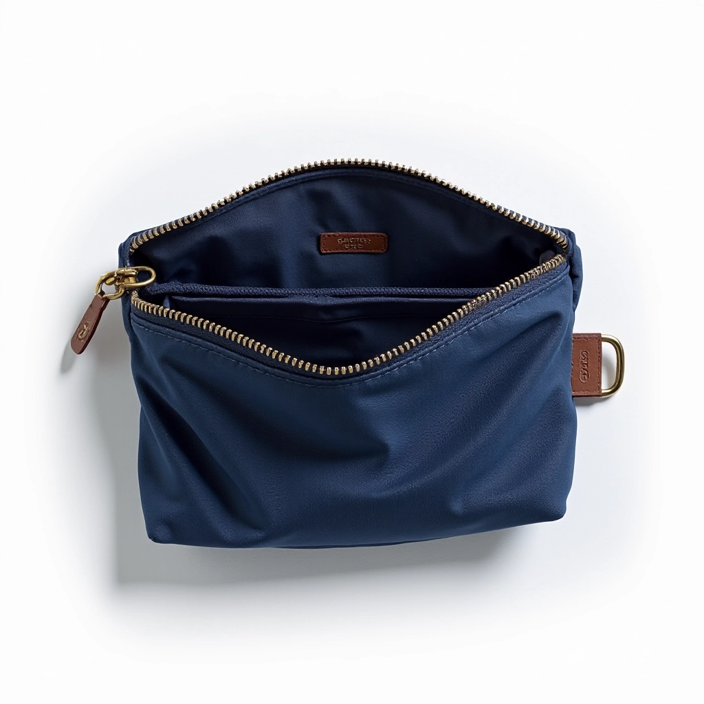 Navy blue canvas tech organizer pouch for cables and electronics
